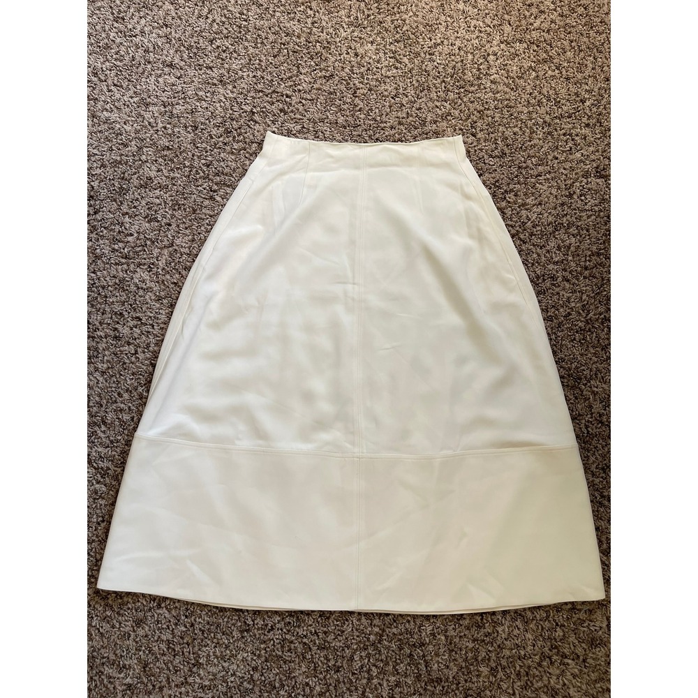 Elizabeth and James Ivory White A-Line Midi Skirt with Pockets Size 8